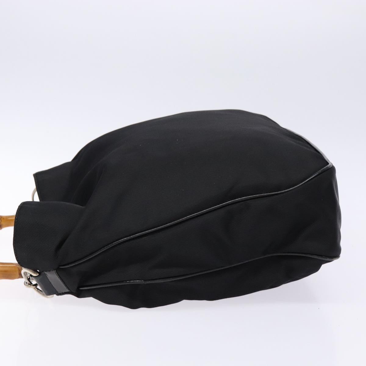GUCCI Bamboo Hand Bag Nylon Black Silver 001 3754 1577 Auth ep10001