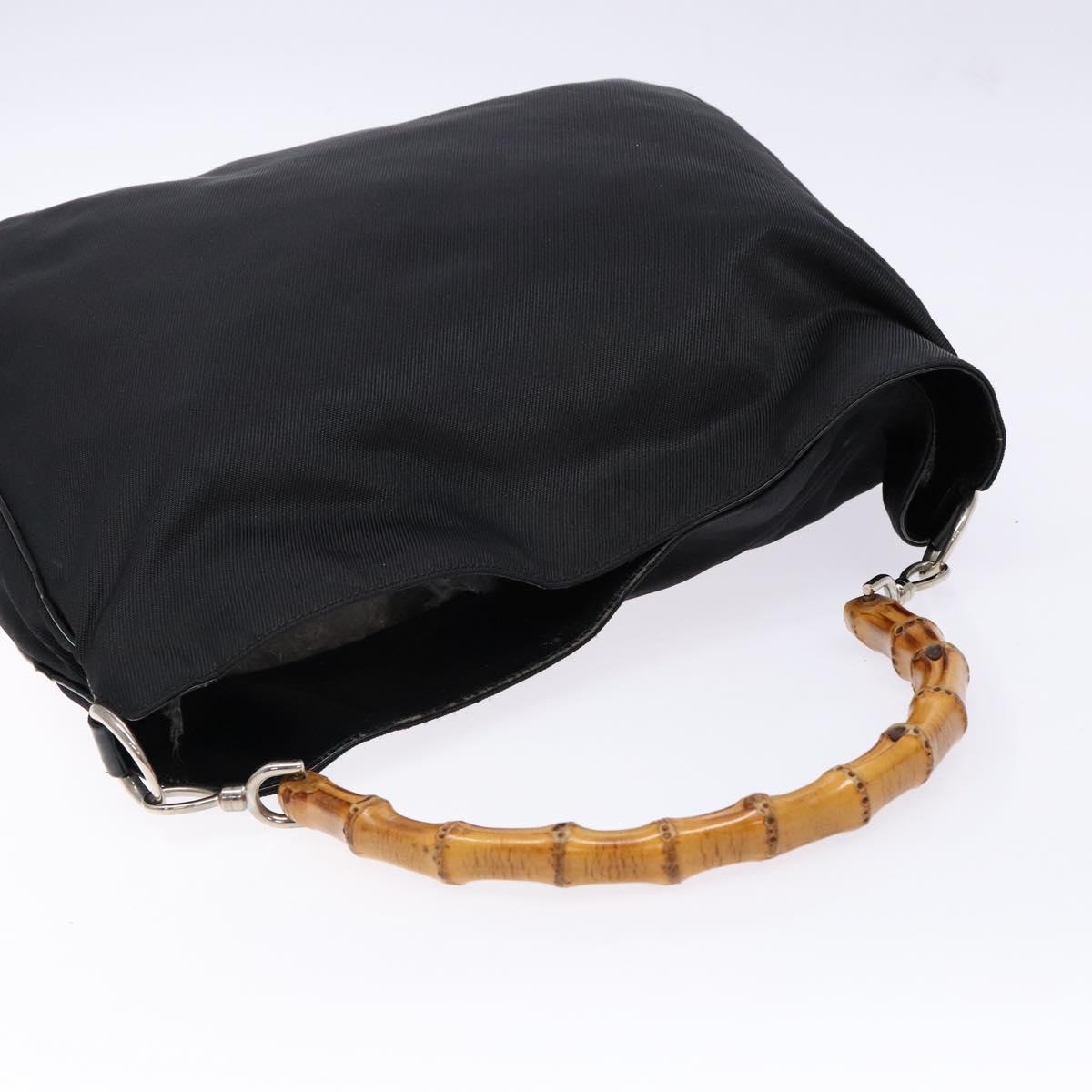 GUCCI Bamboo Hand Bag Nylon Black Silver 001 3754 1577 Auth ep10001