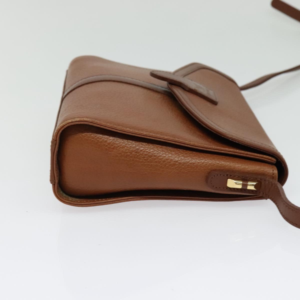 Burberrys Shoulder Bag Leather Brown Gold Auth ep10007