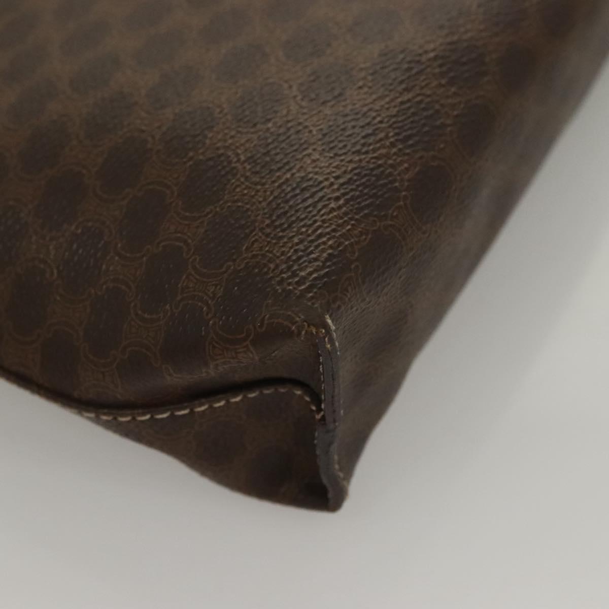 CELINE Macadam Canvas Hand Bag PVC Leather Brown Gold Auth ep10012