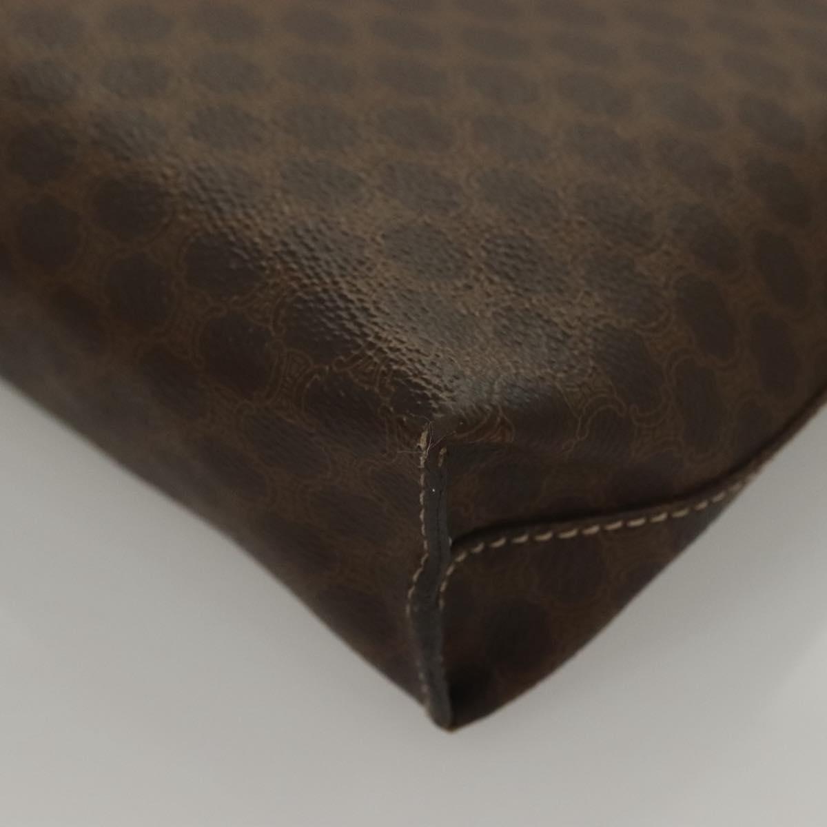 CELINE Macadam Canvas Hand Bag PVC Leather Brown Gold Auth ep10012