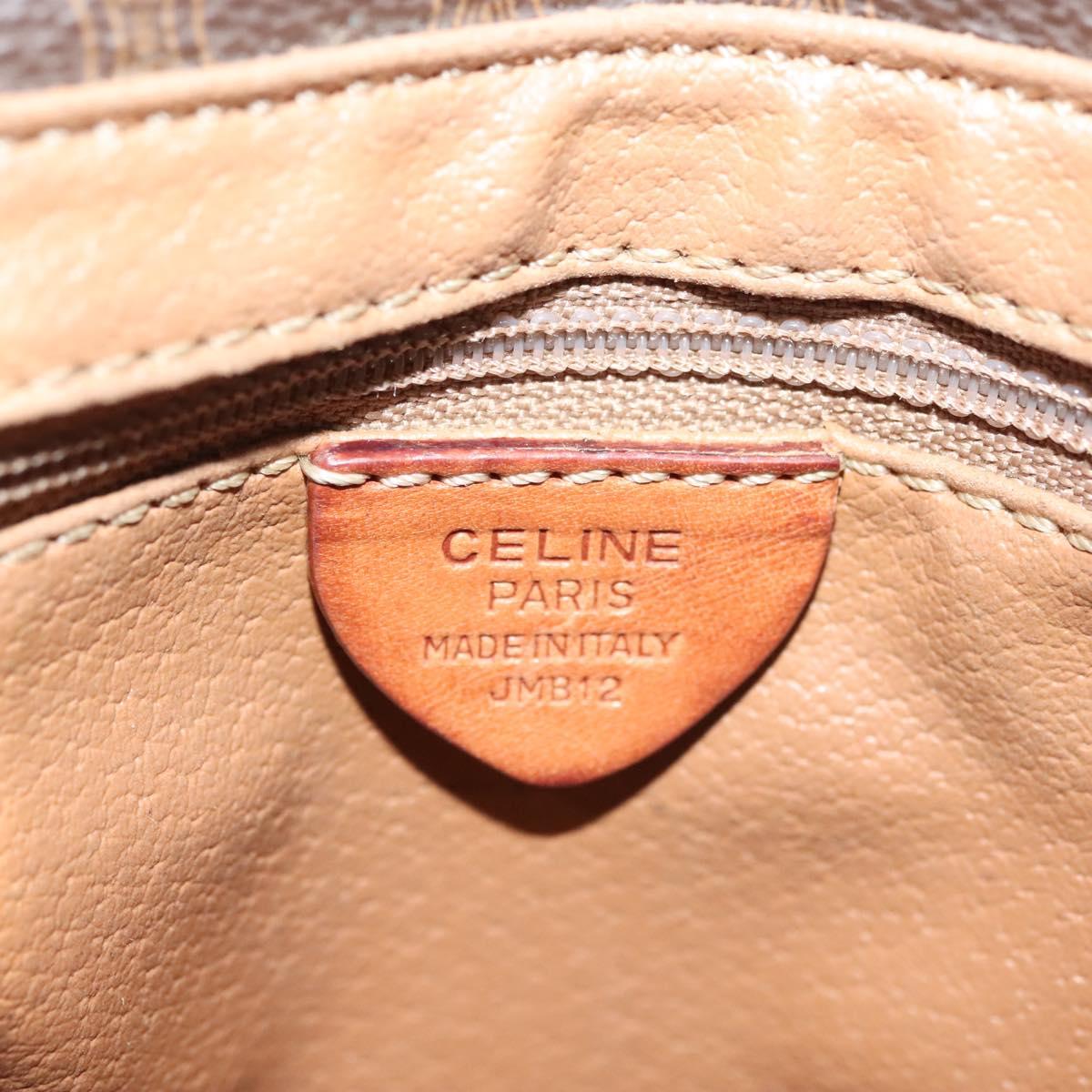 CELINE Macadam Canvas Hand Bag PVC Leather Brown Gold Auth ep10012