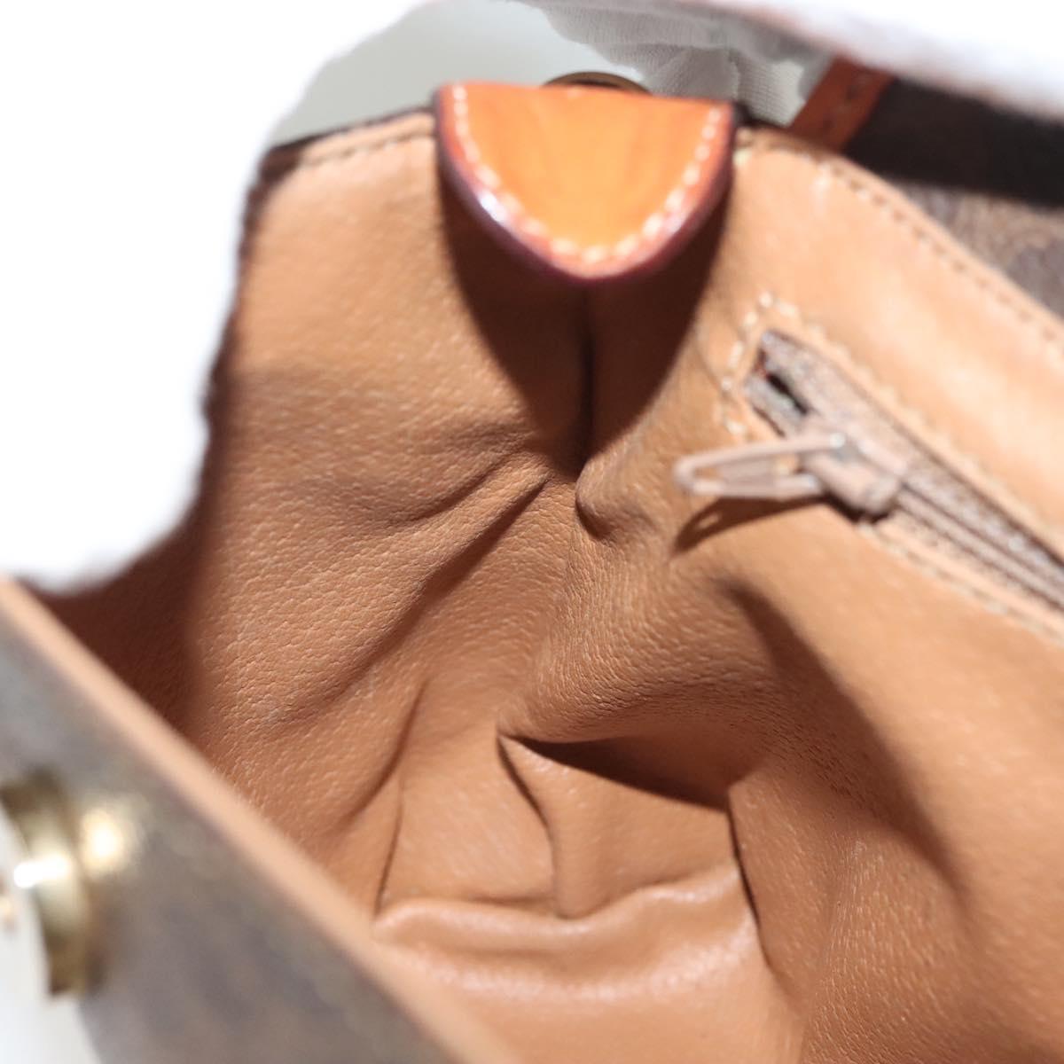 CELINE Macadam Canvas Hand Bag PVC Leather Brown Gold Auth ep10012