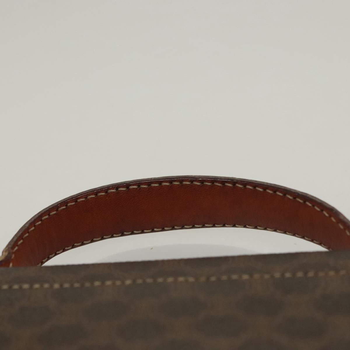 CELINE Macadam Canvas Hand Bag PVC Leather Brown Gold Auth ep10012