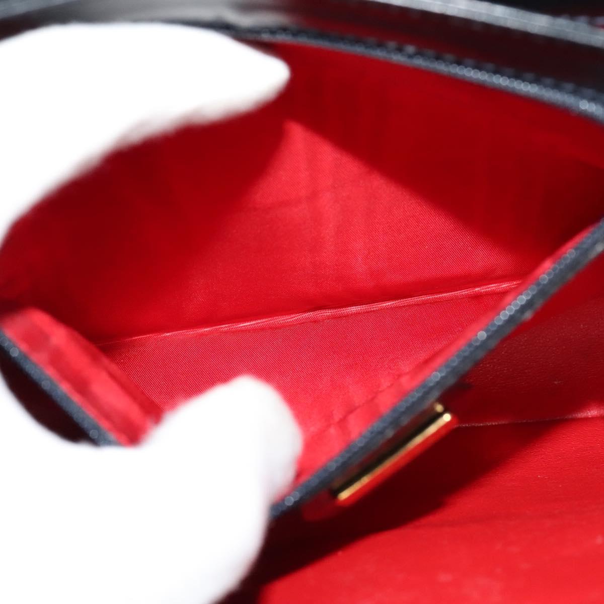 GUCCI Shoulder Bag Leather Navy Gold Auth ep10015