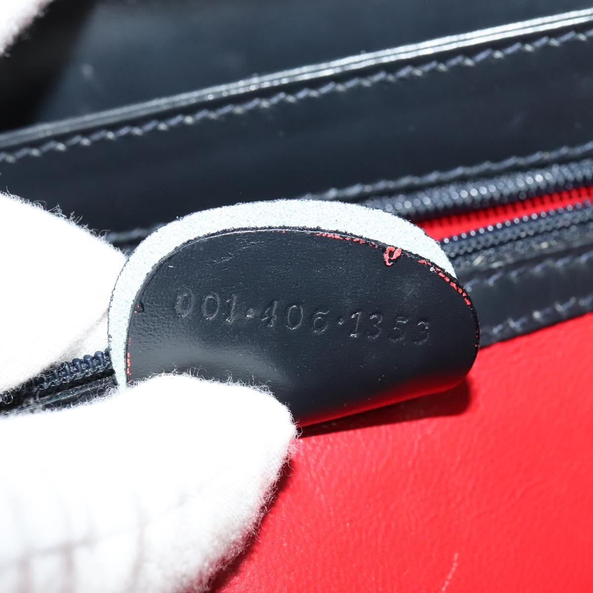 GUCCI Shoulder Bag Leather Navy Gold Auth ep10015