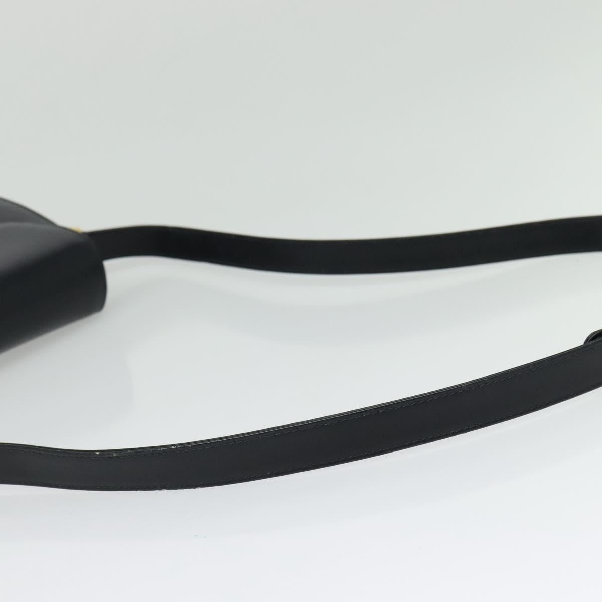 GUCCI Shoulder Bag Leather Navy Gold Auth ep10015