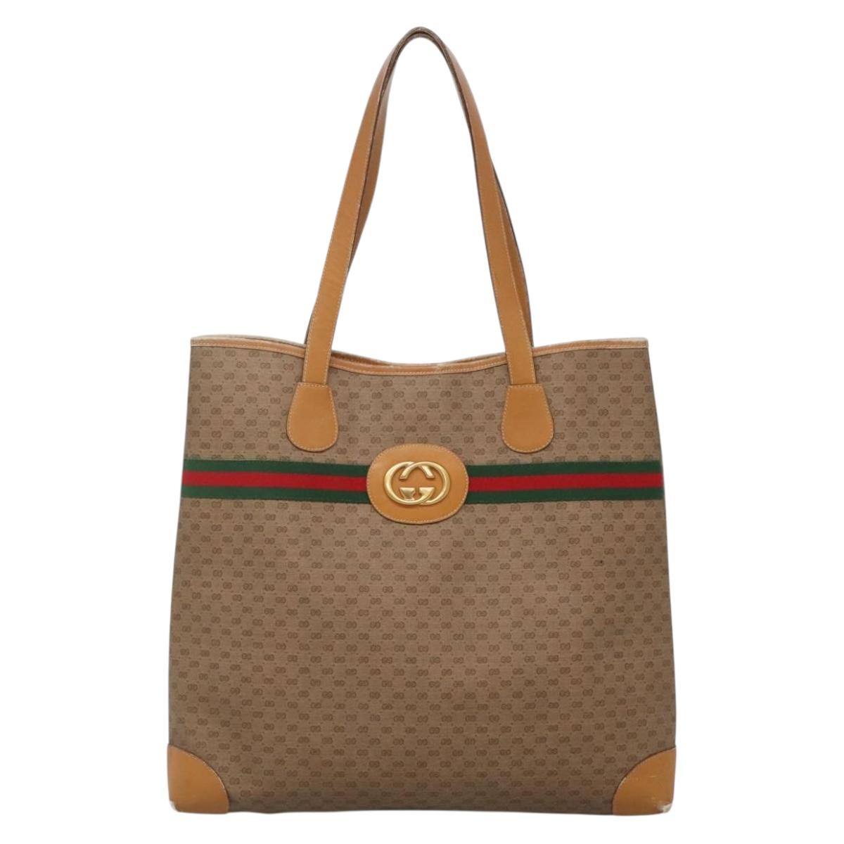 GUCCI Micro GG Supreme Web Sherry Line Bag PVC Beige 002 988 0174 Auth ep10019
