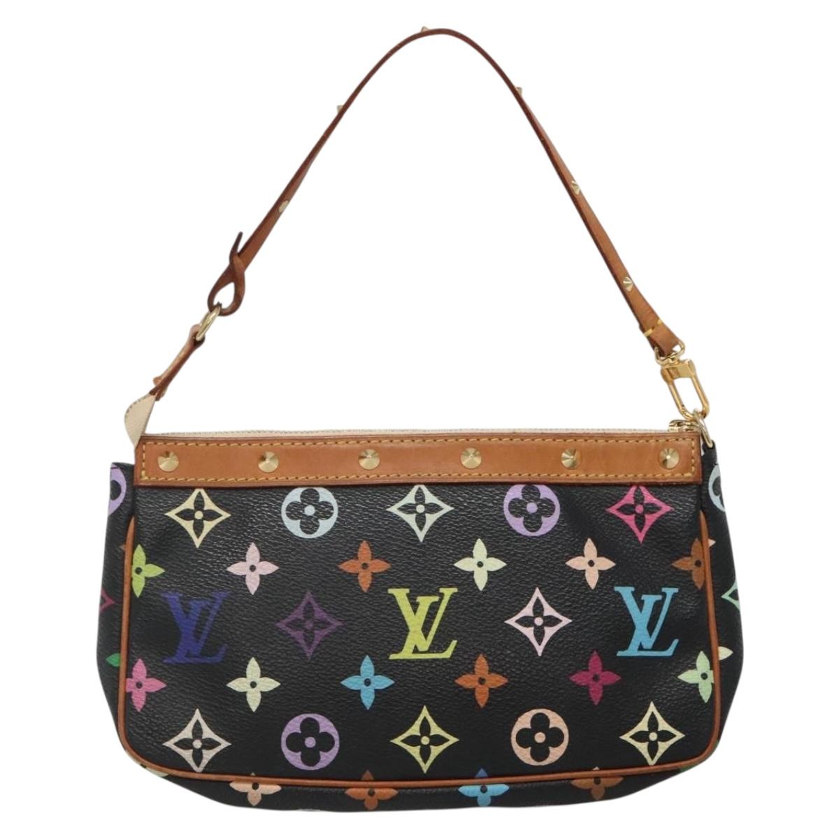 LOUIS VUITTON Monogram Multicolor Pochette Pouch Black M92648 LV Auth ep10030