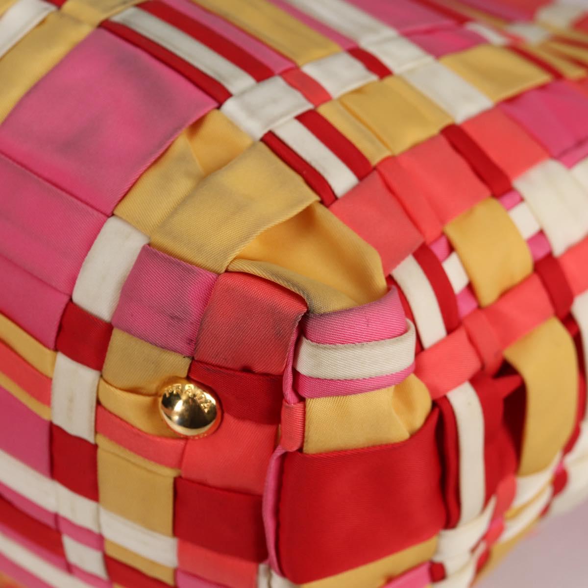 PRADA Hand Bag Nylon 2way Multicolor Gold Auth ep10042
