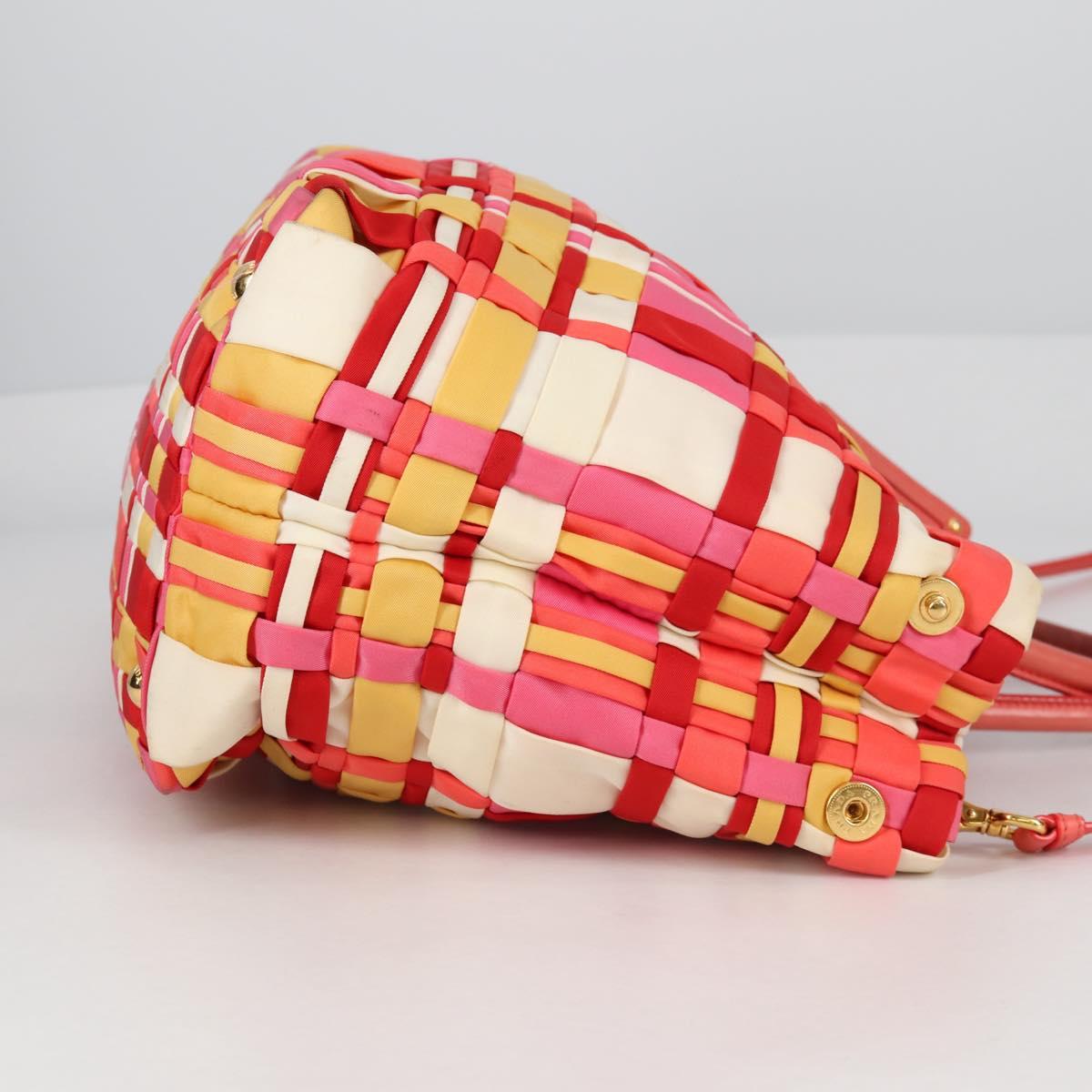 PRADA Hand Bag Nylon 2way Multicolor Gold Auth ep10042