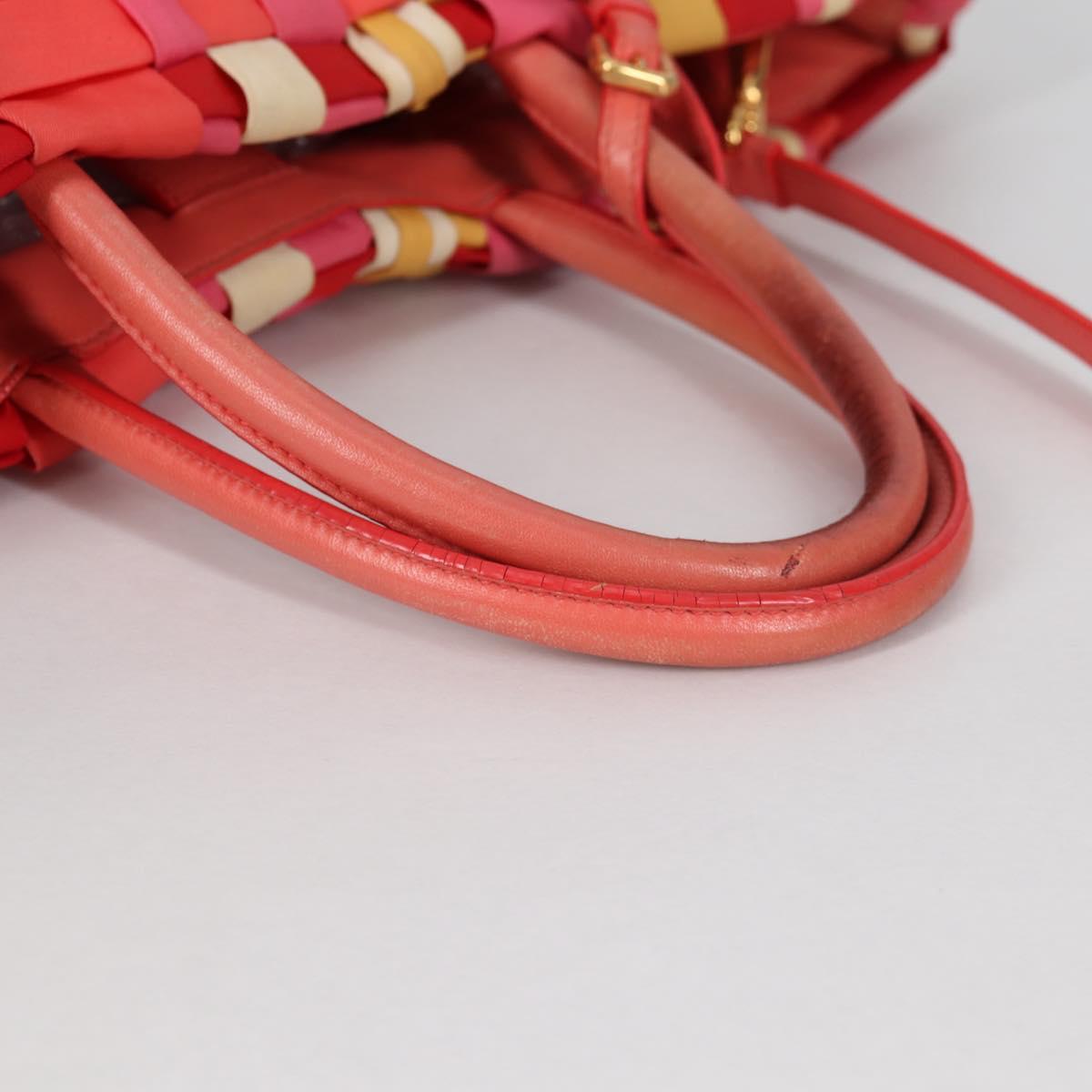 PRADA Hand Bag Nylon 2way Multicolor Gold Auth ep10042