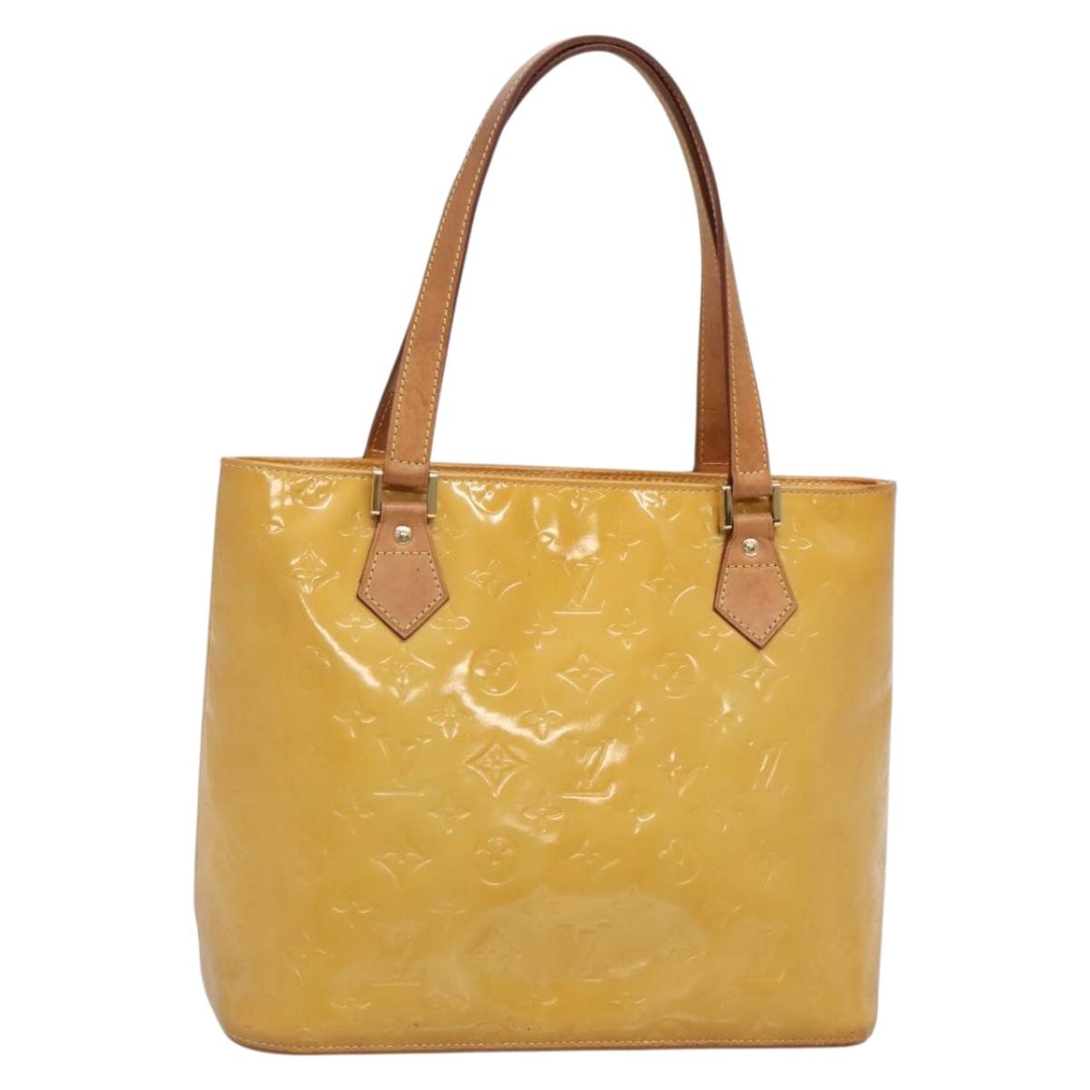 LOUIS VUITTON Monogram Vernis Houston Hand Bag Beige M91004 LV Auth ep10061