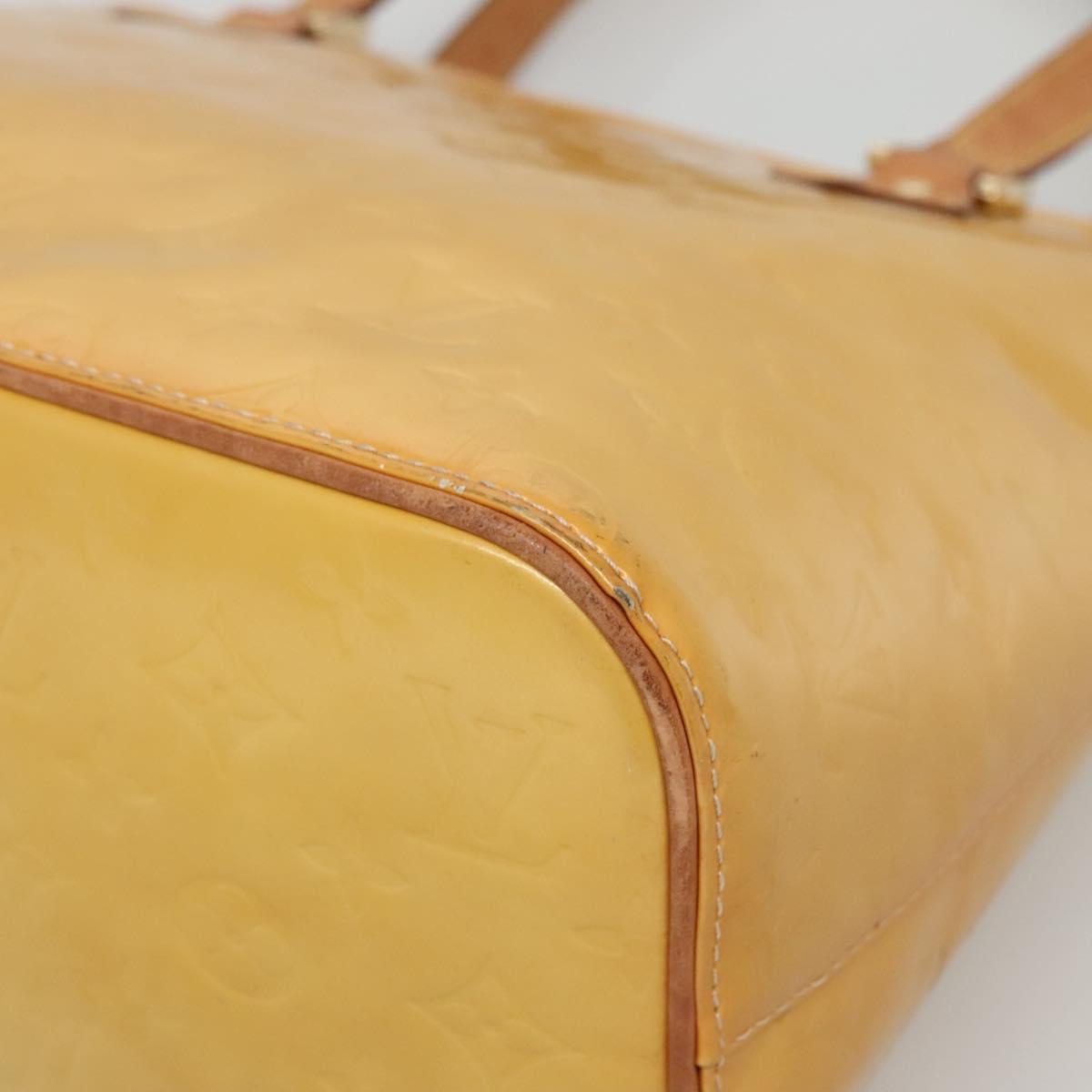 LOUIS VUITTON Monogram Vernis Houston Hand Bag Beige M91004 LV Auth ep10061