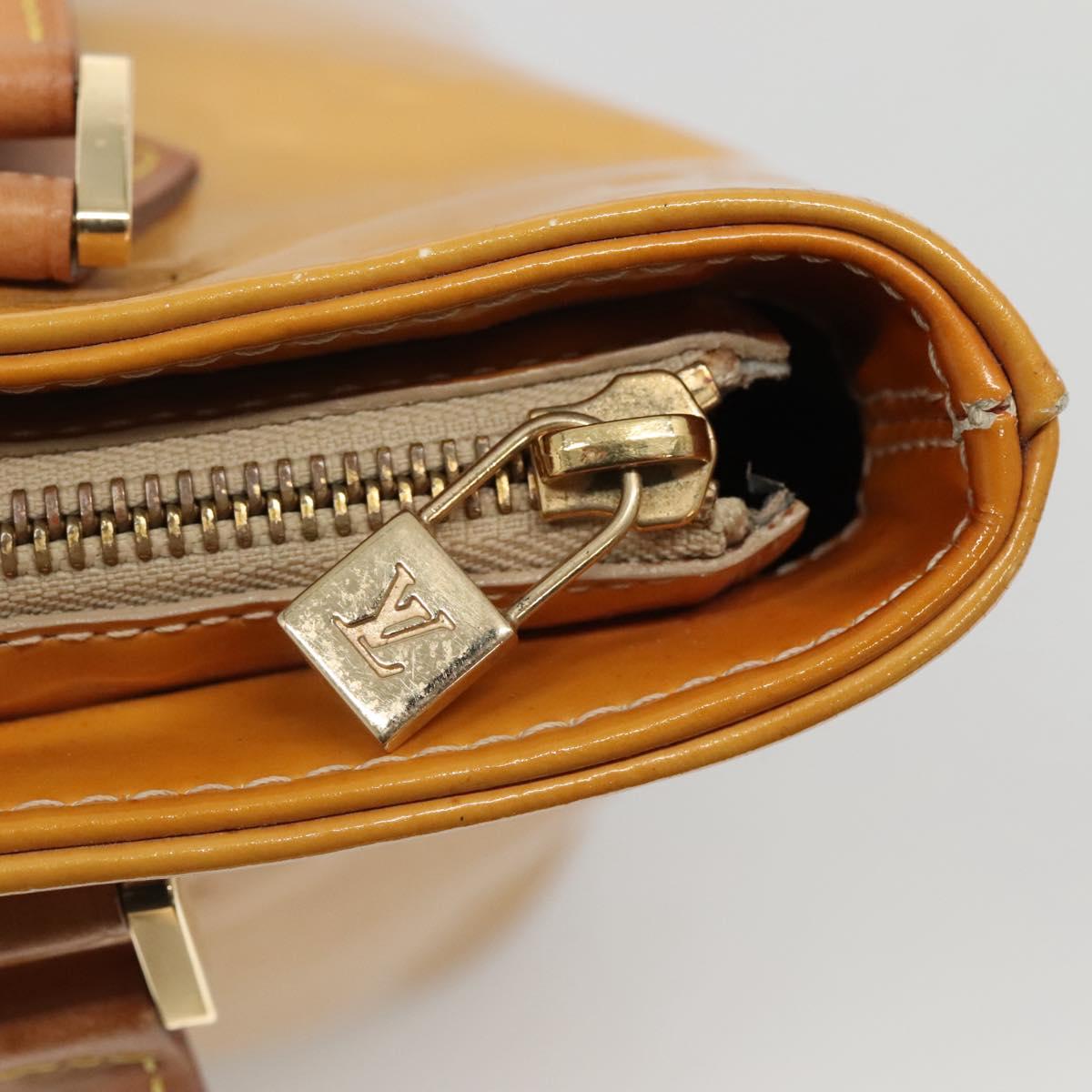 LOUIS VUITTON Monogram Vernis Houston Hand Bag Beige M91004 LV Auth ep10061