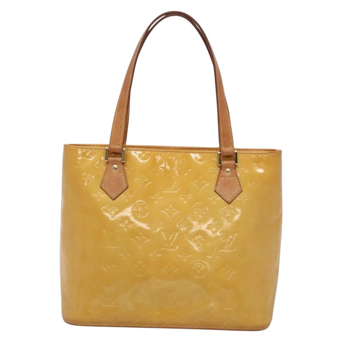 LOUIS VUITTON Monogram Vernis Houston Hand Bag Beige M91004 LV Auth ep10061