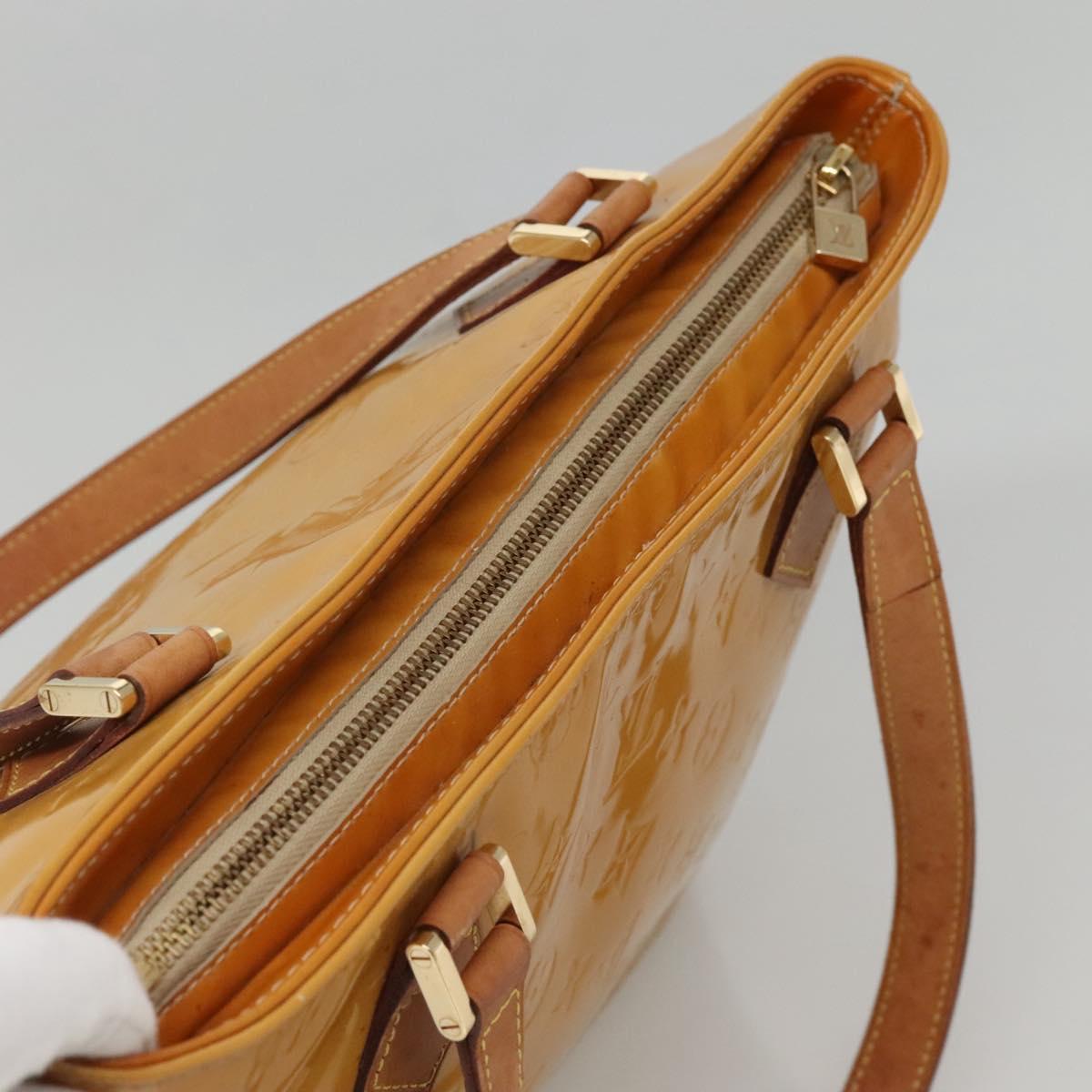 LOUIS VUITTON Monogram Vernis Houston Hand Bag Beige M91004 LV Auth ep10061