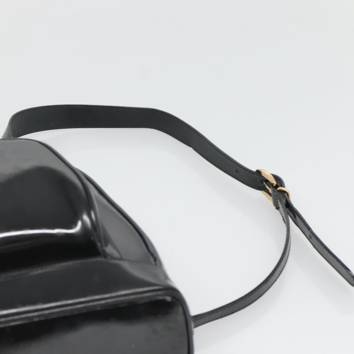 GUCCI Bamboo Body Bag Patent leather Black Gold 007 2113 0127 Auth ep10063