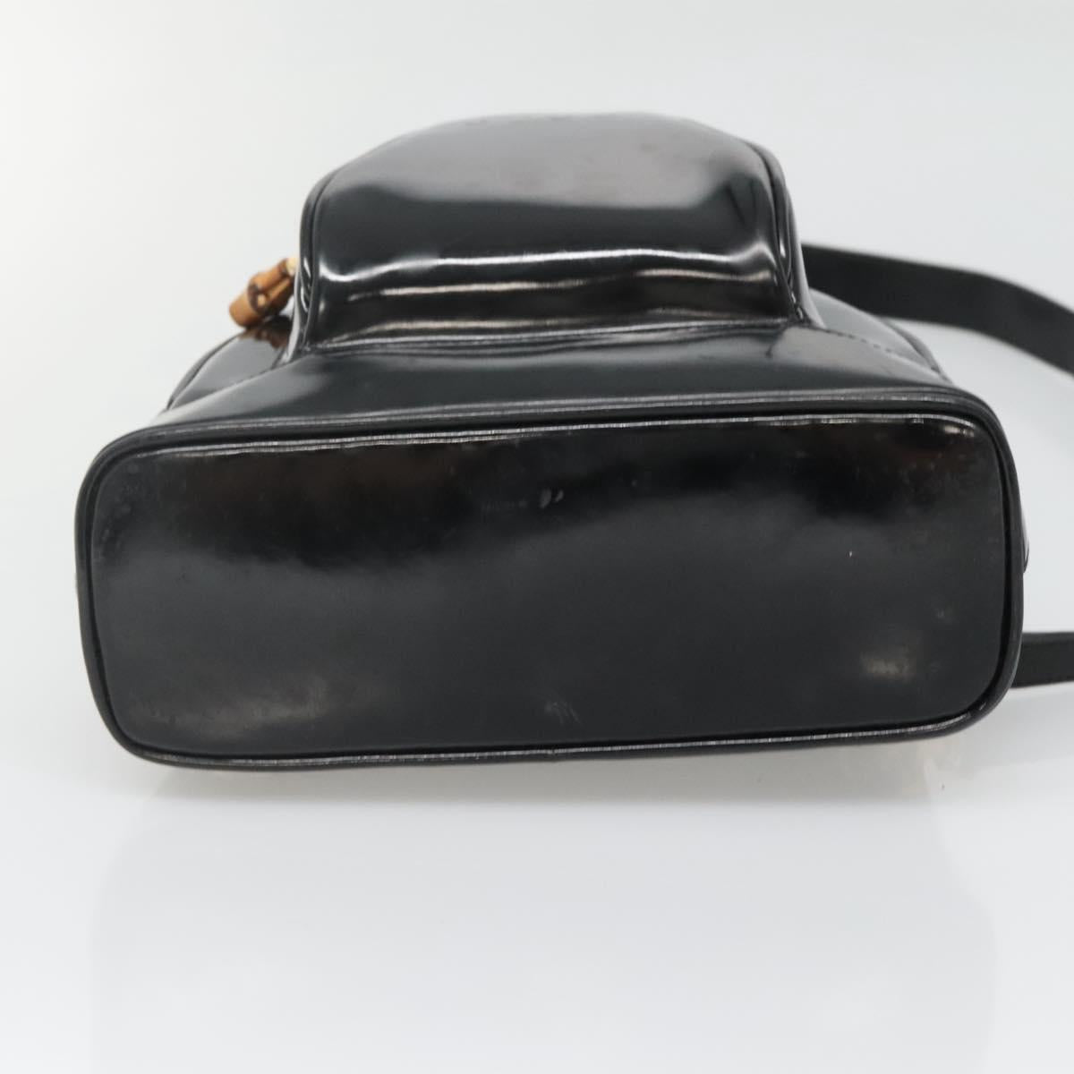 GUCCI Bamboo Body Bag Patent leather Black Gold 007 2113 0127 Auth ep10063