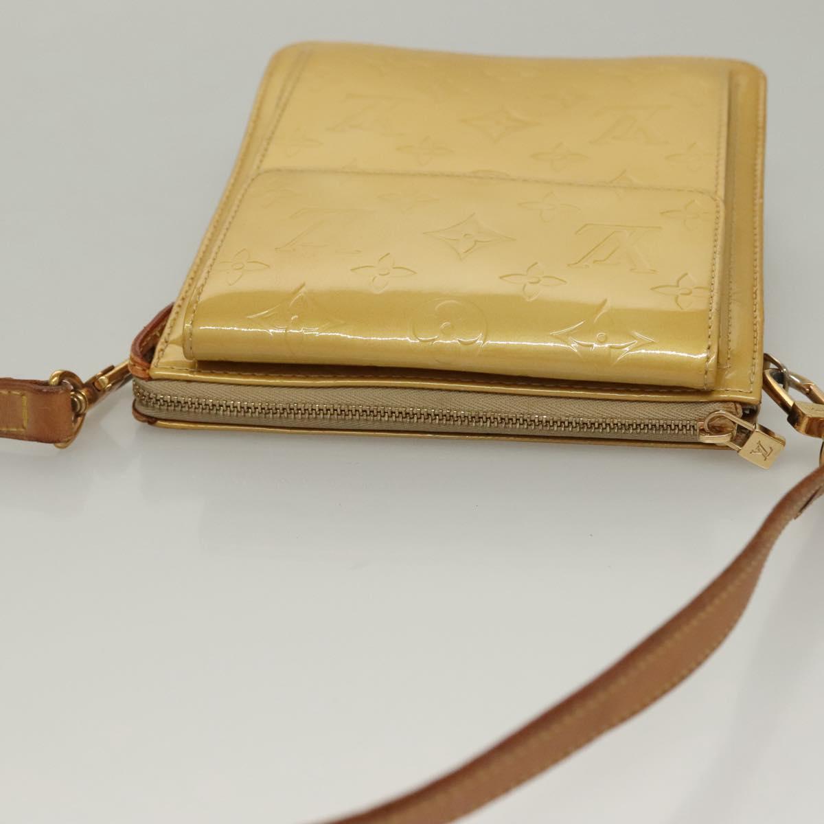 LOUIS VUITTON Monogram Vernis Motto Accessory Pouch Beige M91136 LV Auth ep10064