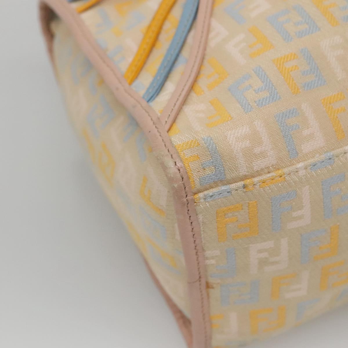 FENDI Zucchino Canvas Hand Bag Beige Gold Auth ep10065