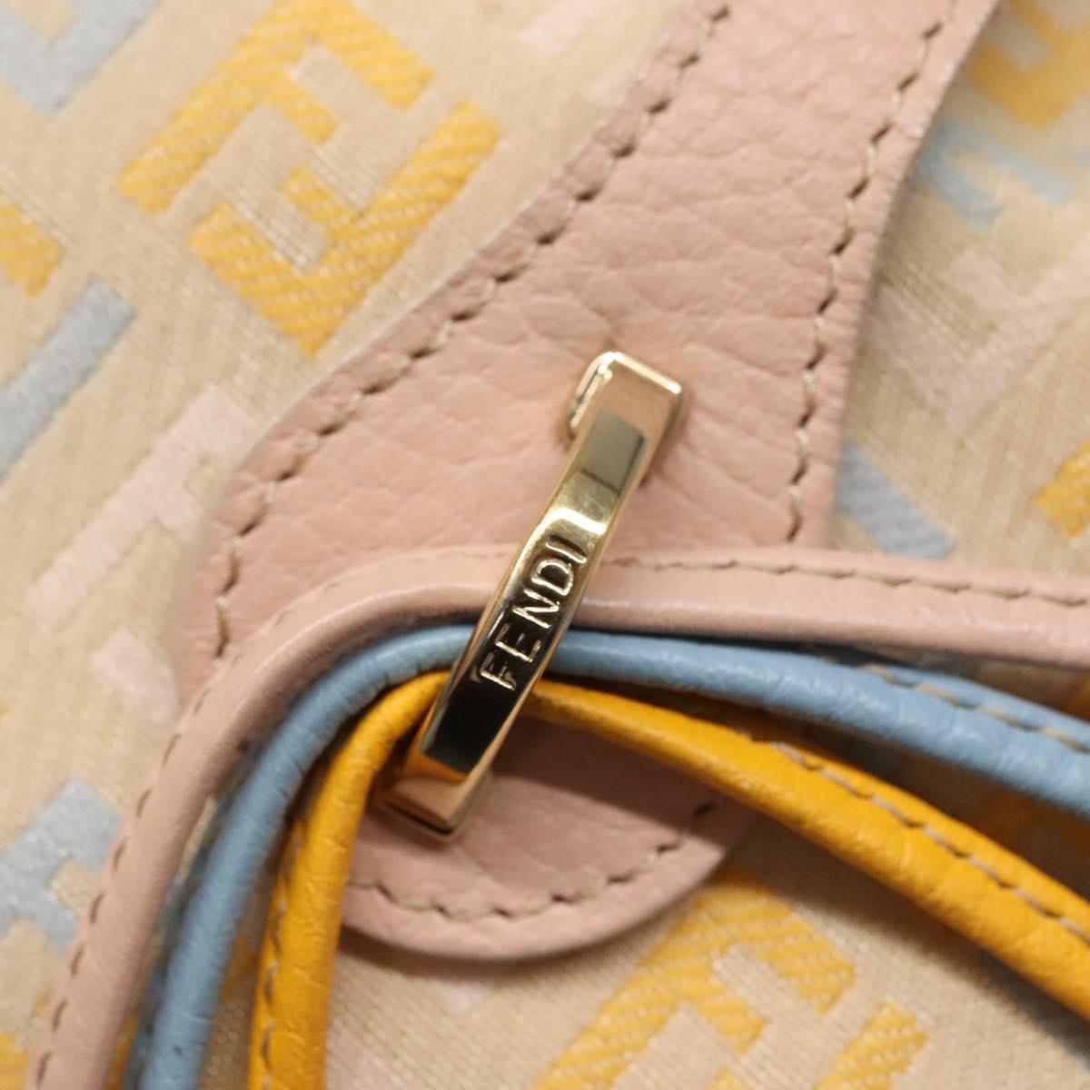 FENDI Zucchino Canvas Hand Bag Beige Gold Auth ep10065