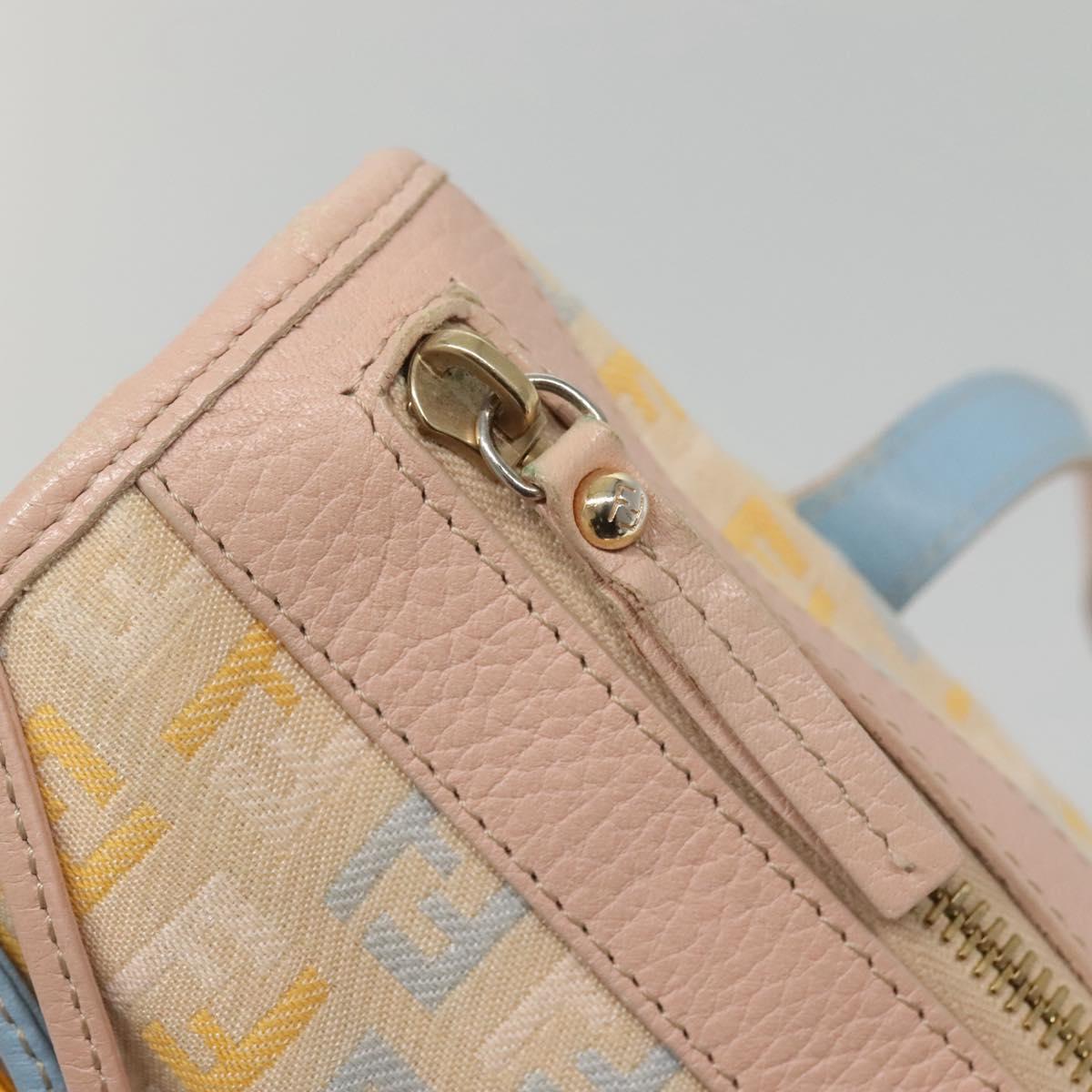 FENDI Zucchino Canvas Hand Bag Beige Gold Auth ep10065