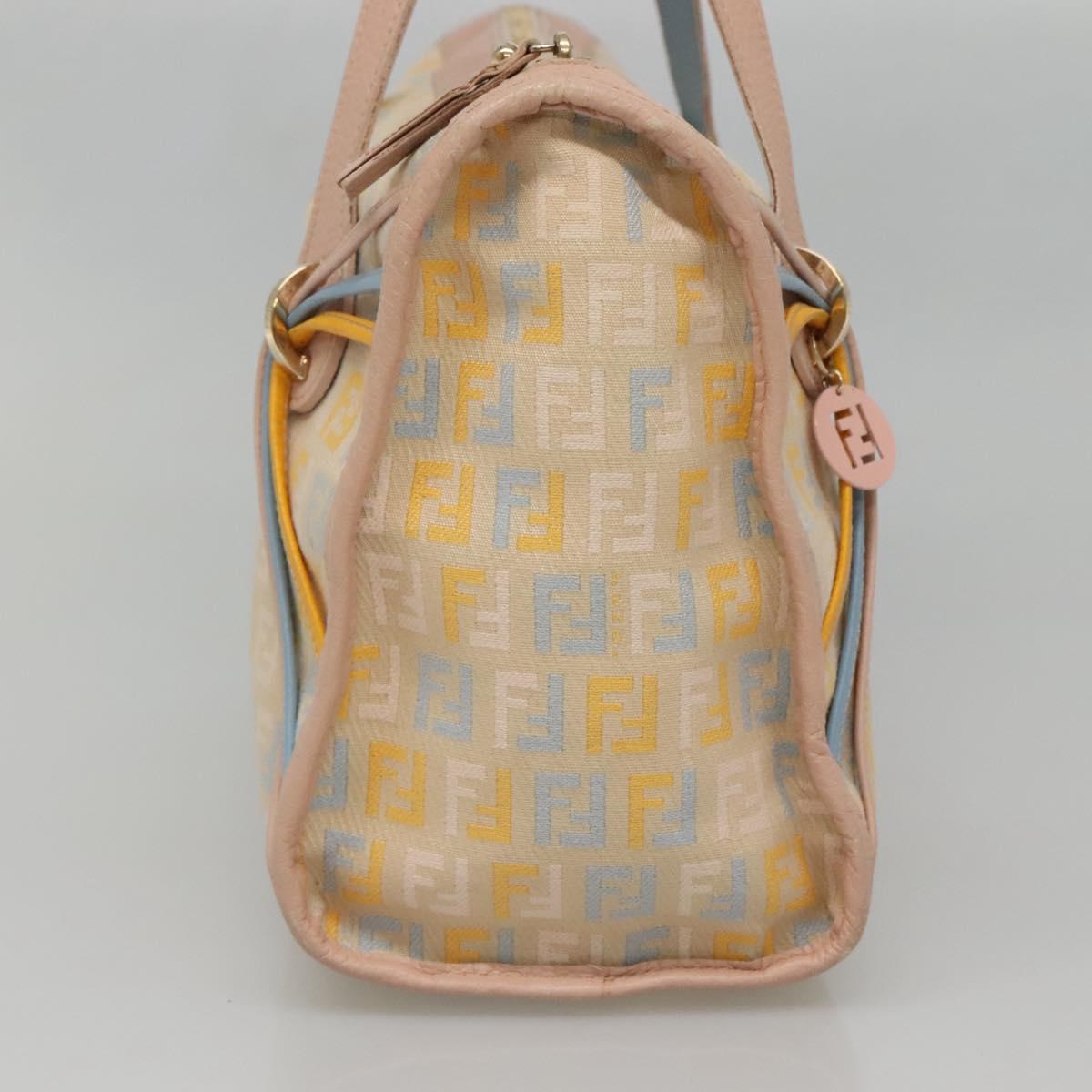 FENDI Zucchino Canvas Hand Bag Beige Gold Auth ep10065