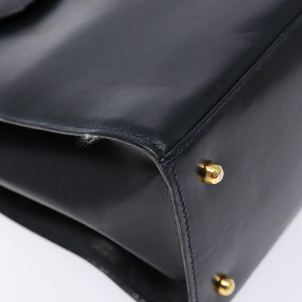 GUCCI Hand Bag Leather Navy Gold 000 1274 0192 Auth ep10091