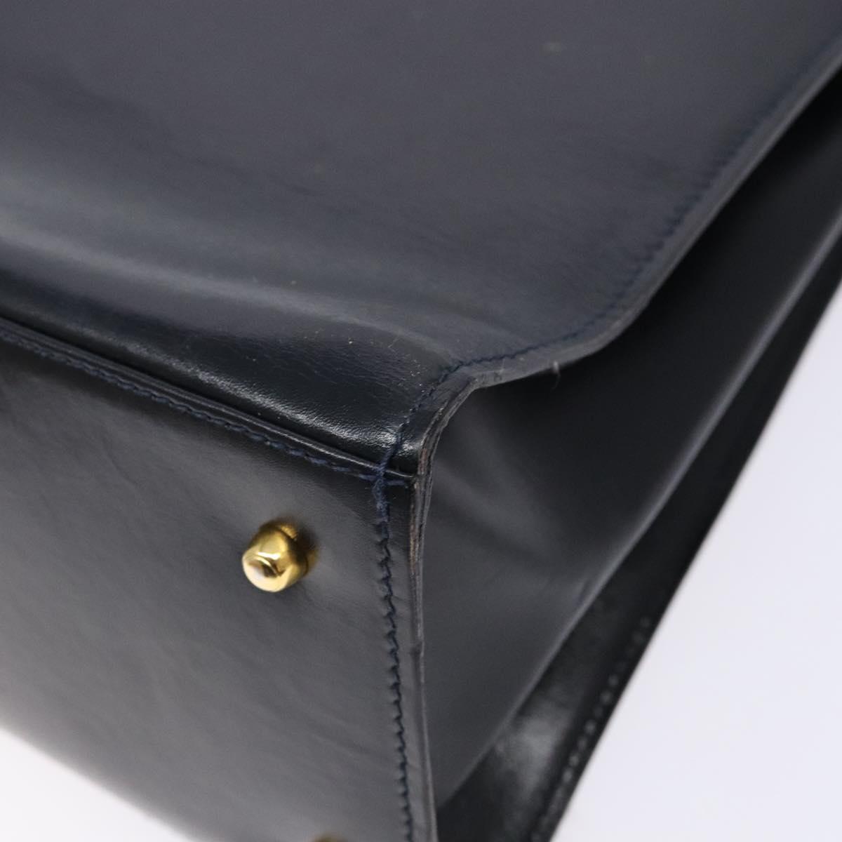 GUCCI Hand Bag Leather Navy Gold 000 1274 0192 Auth ep10091