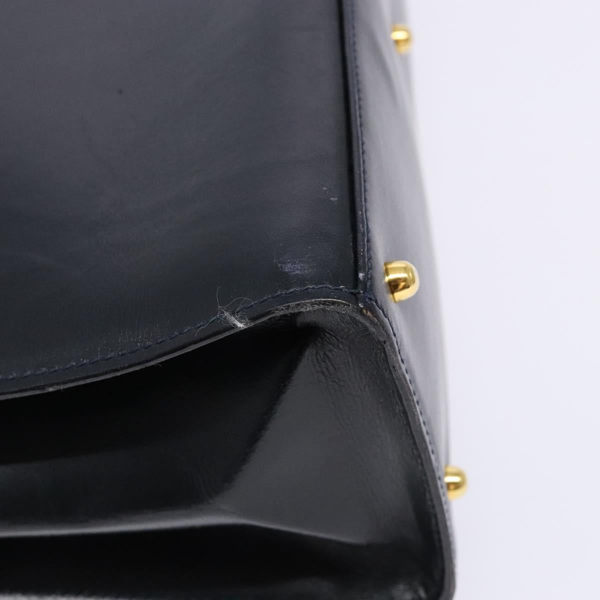 GUCCI Hand Bag Leather Navy Gold 000 1274 0192 Auth ep10091