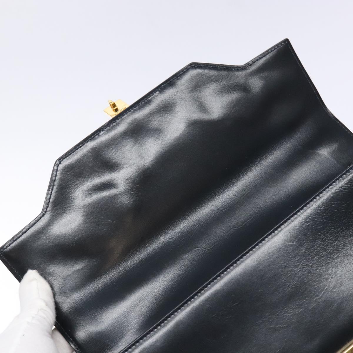GUCCI Hand Bag Leather Navy Gold 000 1274 0192 Auth ep10091