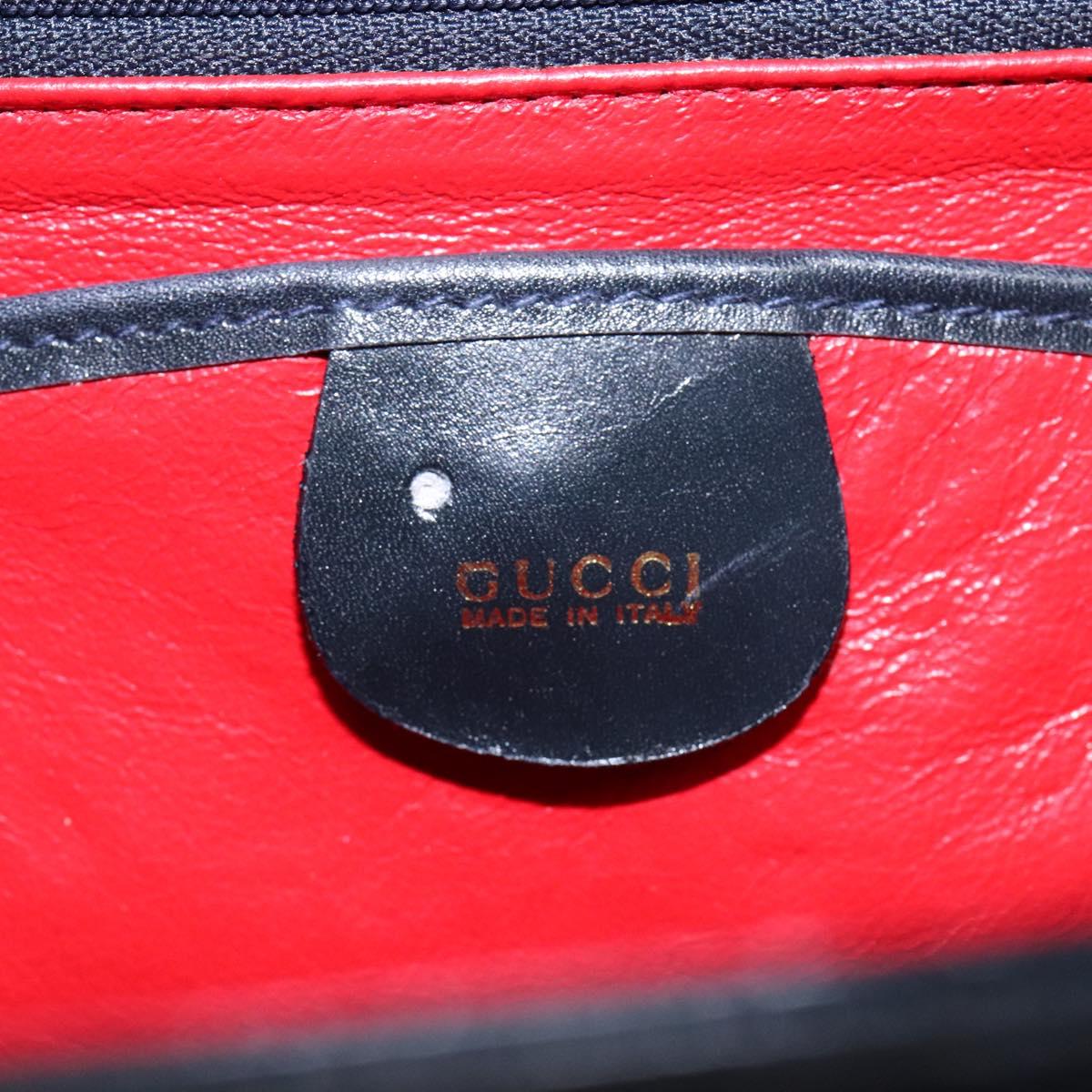GUCCI Hand Bag Leather Navy Gold 000 1274 0192 Auth ep10091