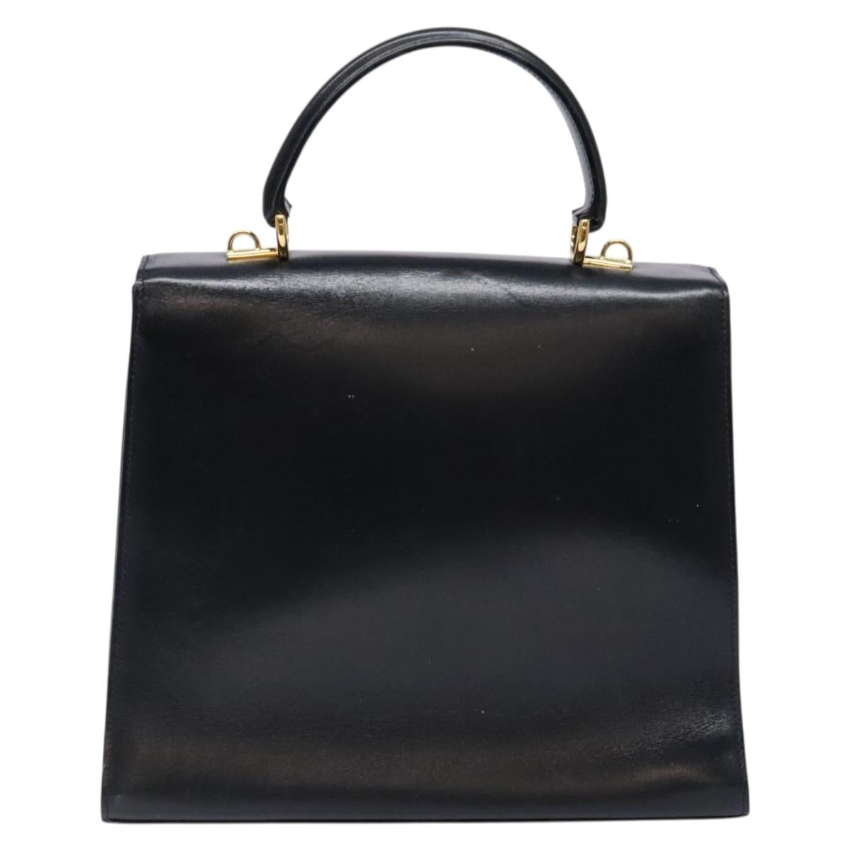 GUCCI Hand Bag Leather Navy Gold 000 1274 0192 Auth ep10091