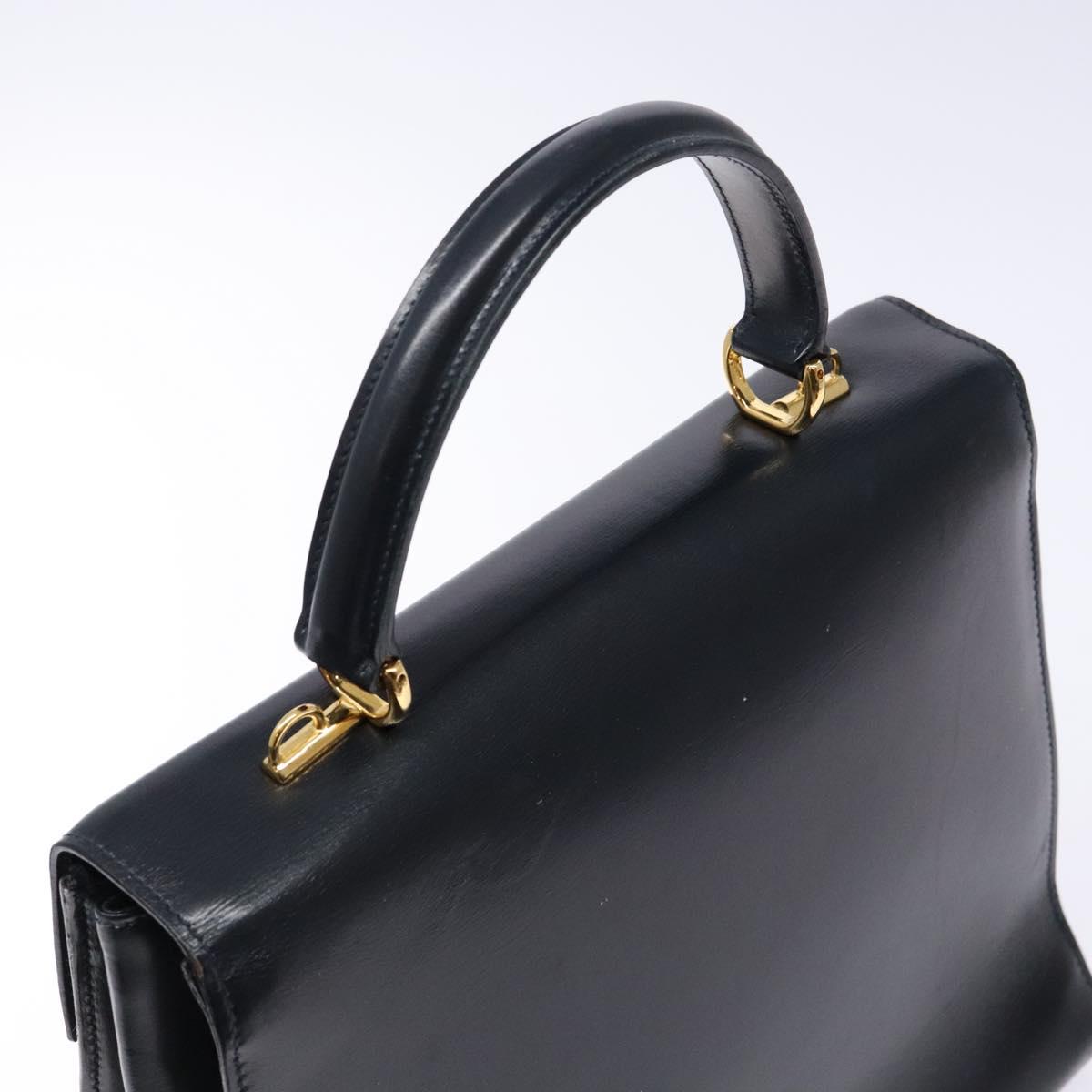 GUCCI Hand Bag Leather Navy Gold 000 1274 0192 Auth ep10091