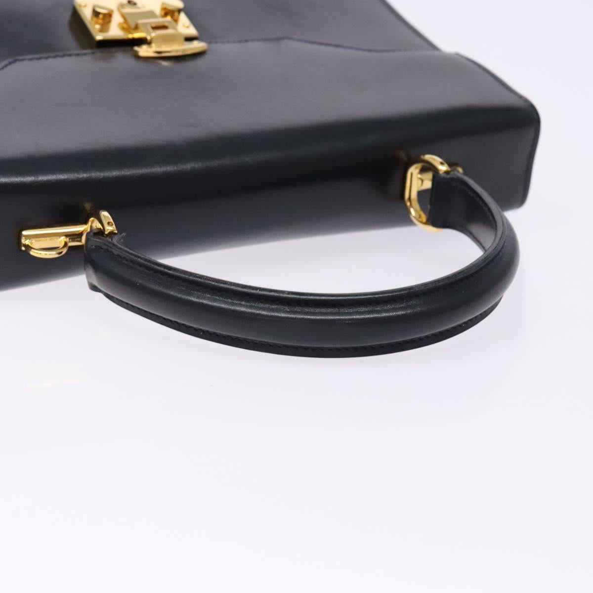 GUCCI Hand Bag Leather Navy Gold 000 1274 0192 Auth ep10091