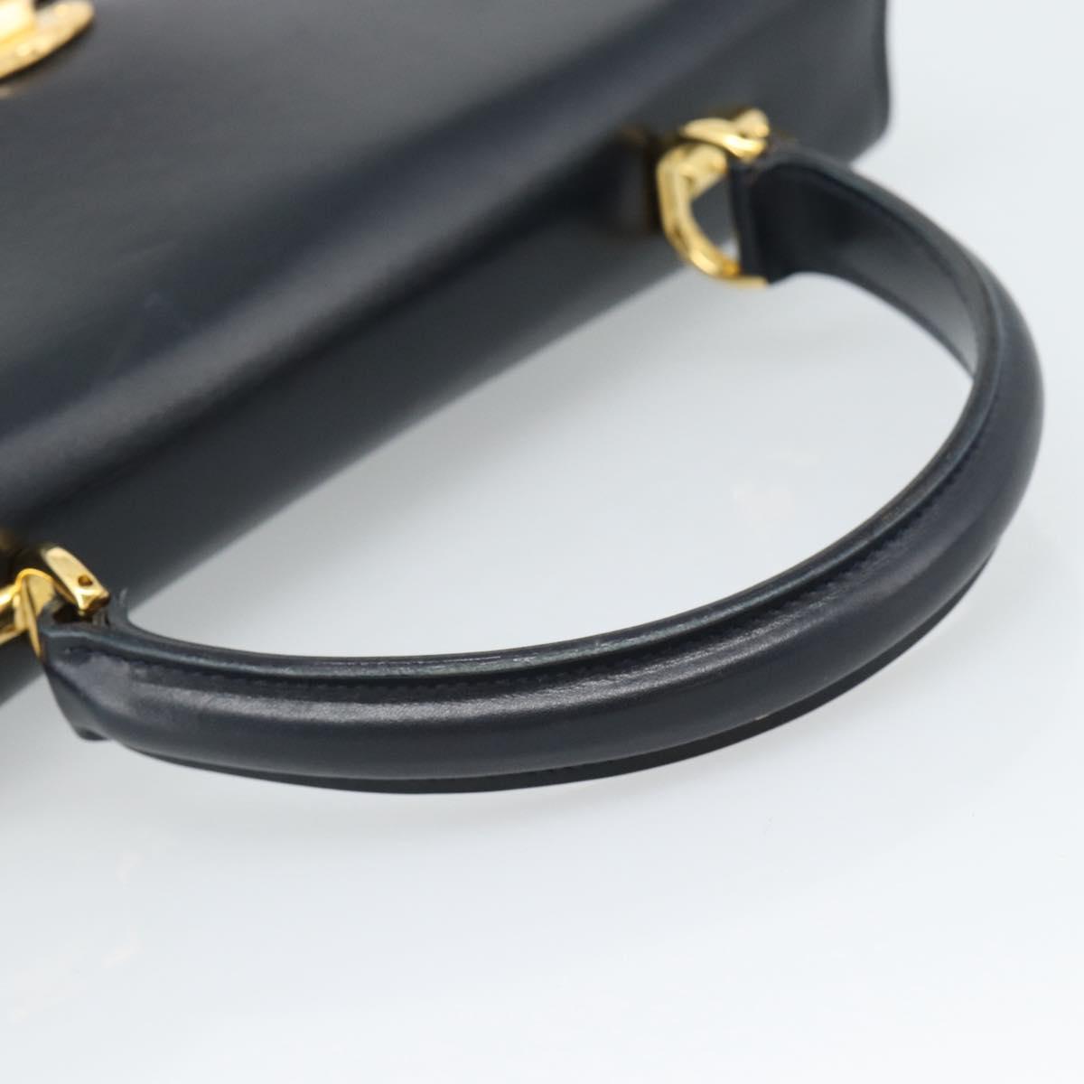 GUCCI Hand Bag Leather Navy Gold 000 1274 0192 Auth ep10091