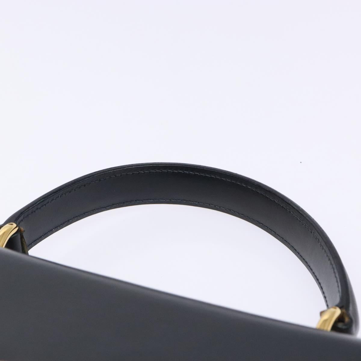 GUCCI Hand Bag Leather Navy Gold 000 1274 0192 Auth ep10091
