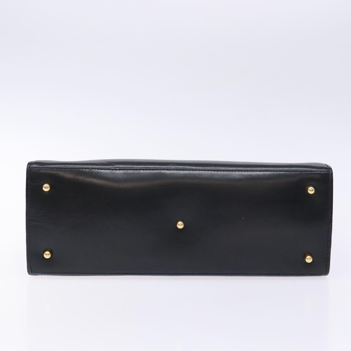 GUCCI Hand Bag Leather Navy Gold 000 1274 0192 Auth ep10091