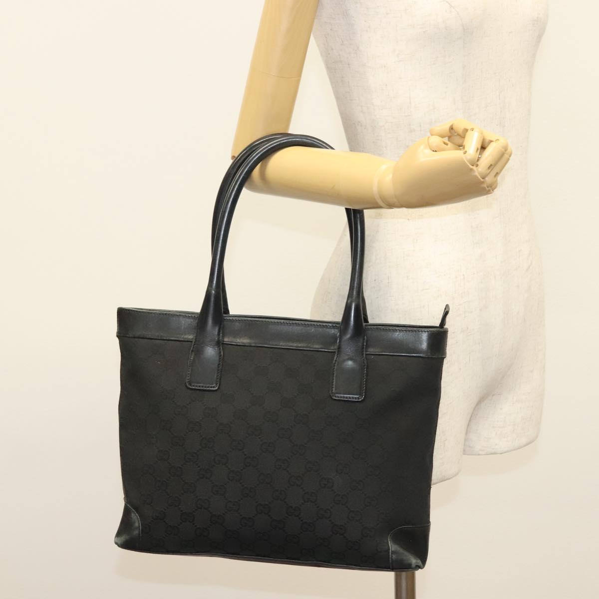 GUCCI GG Canvas Hand Bag Black Gold 33890 Auth ep10099