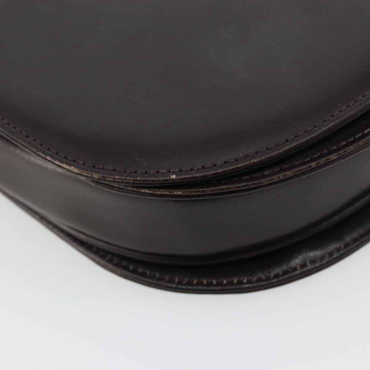 CELINE Shoulder Bag Leather Brown Gold Auth ep10103