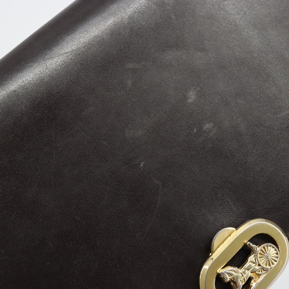 CELINE Shoulder Bag Leather Brown Gold Auth ep10103