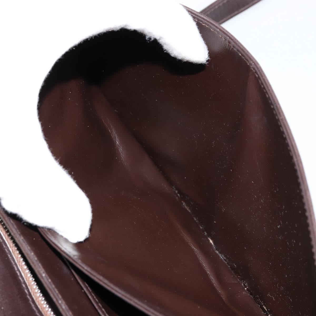 CELINE Shoulder Bag Leather Brown Gold Auth ep10103