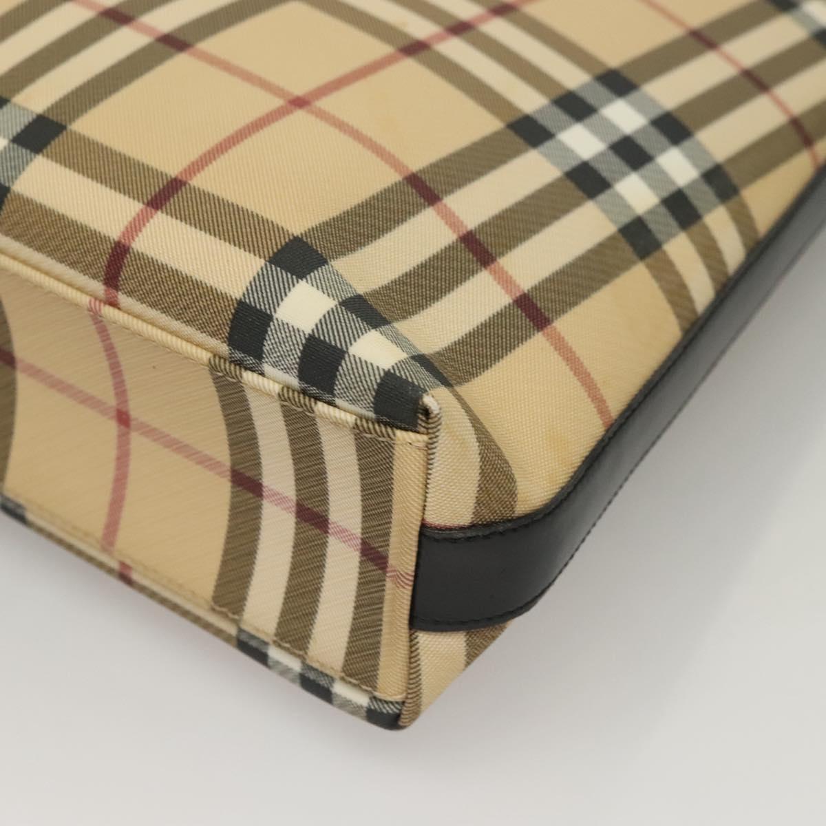 BURBERRY Nova Check Shoulder Bag PVC Beige Silver Auth ep10120