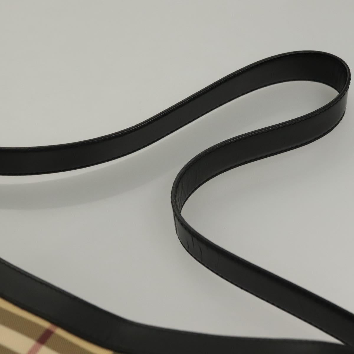 BURBERRY Nova Check Shoulder Bag PVC Beige Silver Auth ep10120