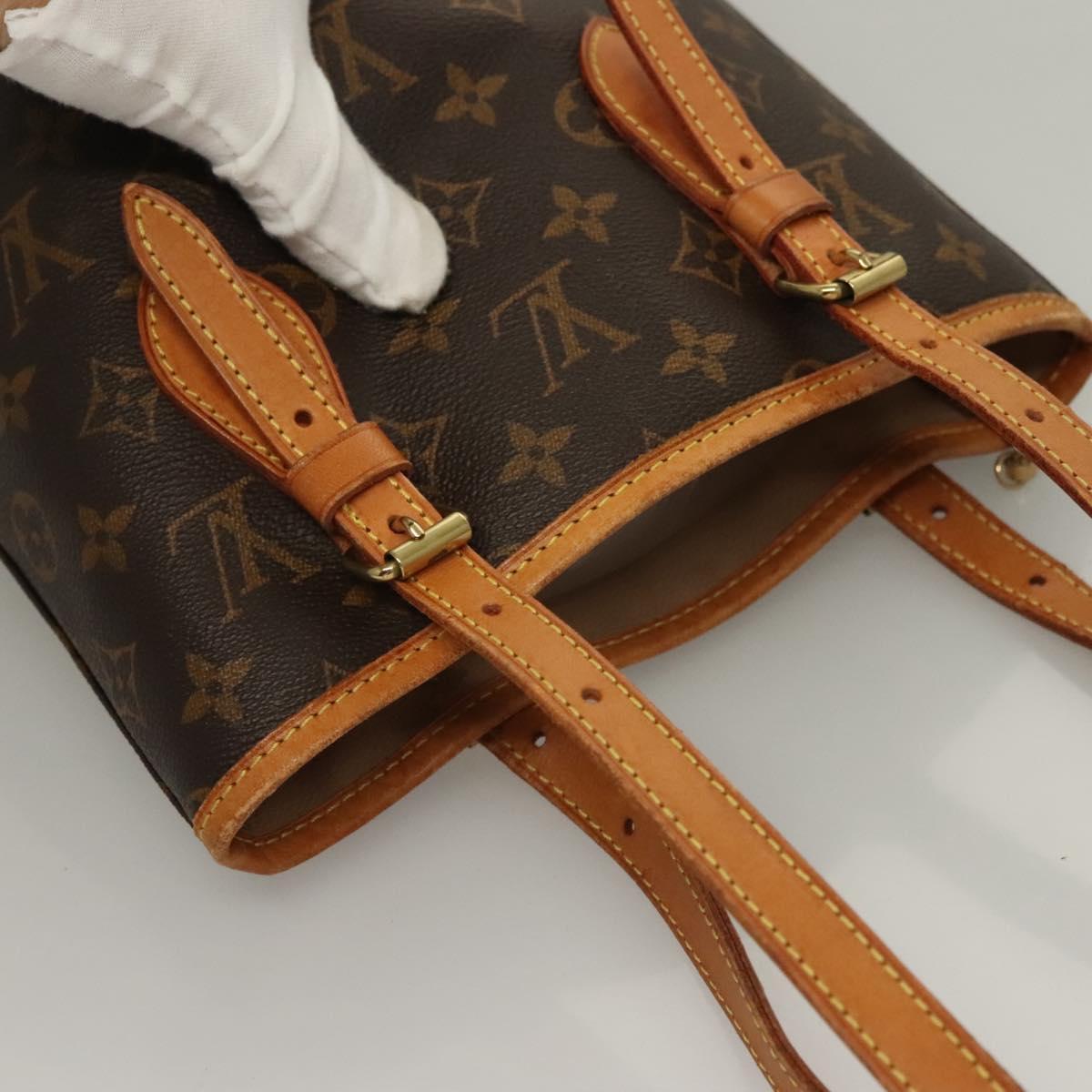 LOUIS VUITTON Monogram Bucket PM Shoulder Bag M42238 LV Auth ep10125