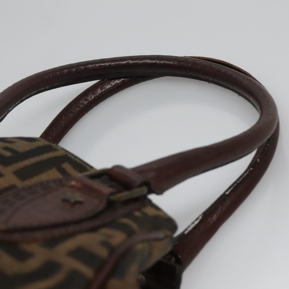 FENDI Zucca Canvas Hand Bag Black Brown Auth ep10140