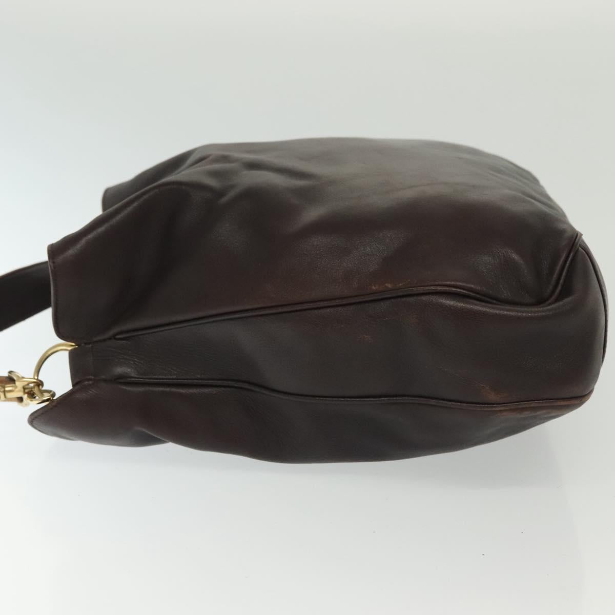 GUCCI Bamboo Hand Bag Leather 2way Gold Black 001 2123 1577 Auth ep10149