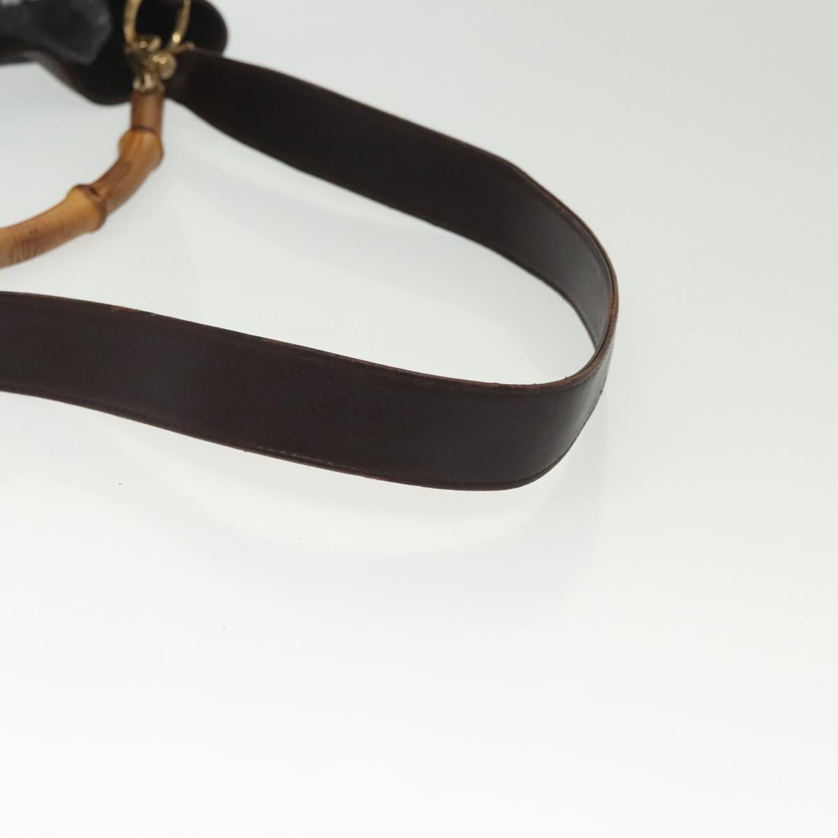 GUCCI Bamboo Hand Bag Leather 2way Gold Black 001 2123 1577 Auth ep10149