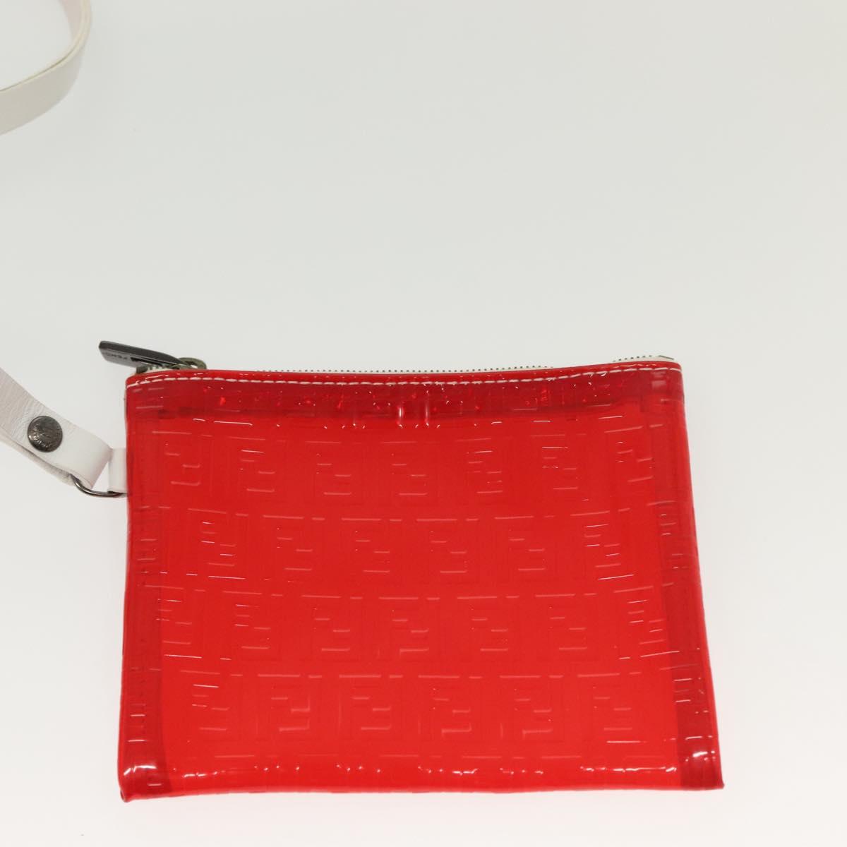 FENDI Zucchino Tote Bag Vinyl Red White Auth ep10155
